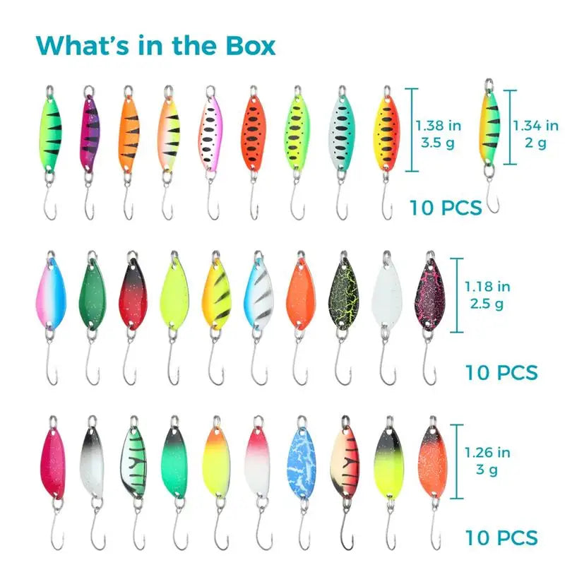 Baits Trout Spoon 30 Piece Set 2.5g 3g 3.5g Spoon
