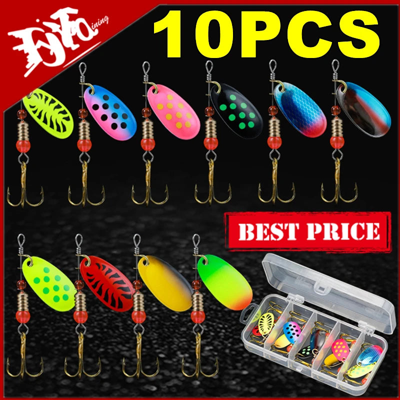 10 Piece Fishing Lure Metal Spoon Spinner